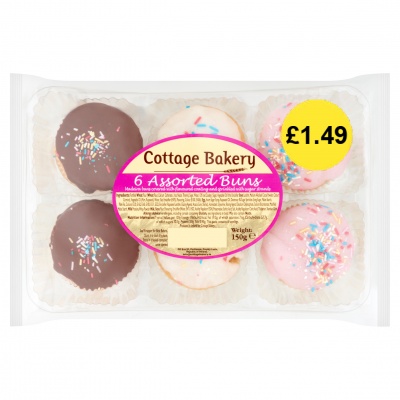 Cottage Bakery 6 Assorted Buns (Jan - Oct 23) RRP 1.49 CLEARANCE XL 89p each or 2 for 1.50